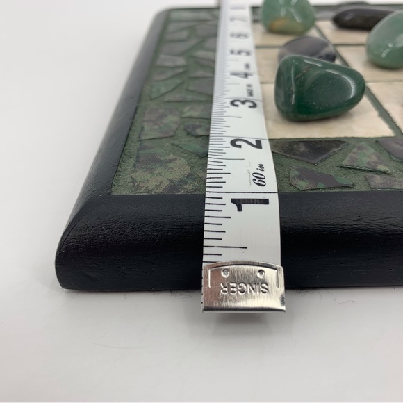 Handcrafted Green Decorative Tic Tac Toe Board with Green and Black Stones - Picture 12 of 16